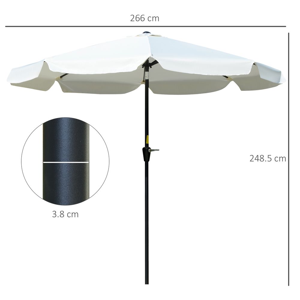 2.66m Patio Umbrella Parasol Outdoor Cream White - anydaydirect