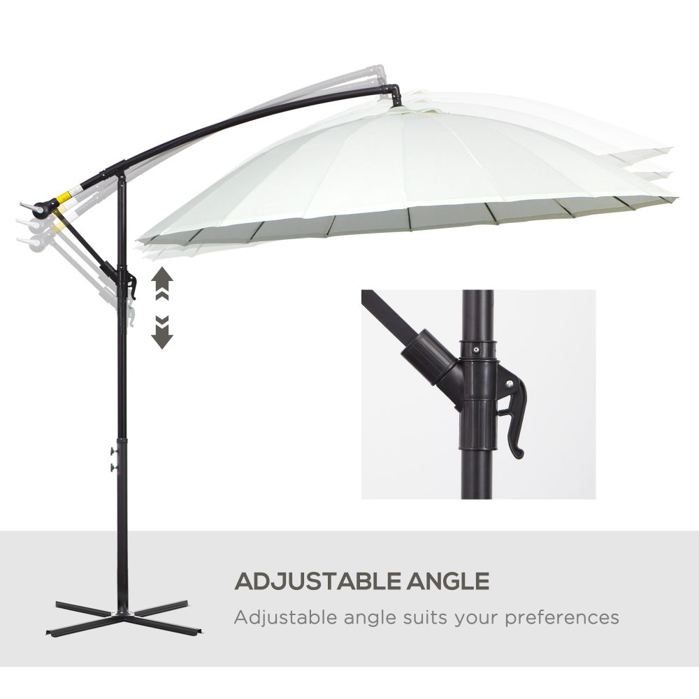 3(m) Cantilever Shanghai Parasol Crank Handle, Cross Base, Off-White Outsunny - anydaydirect