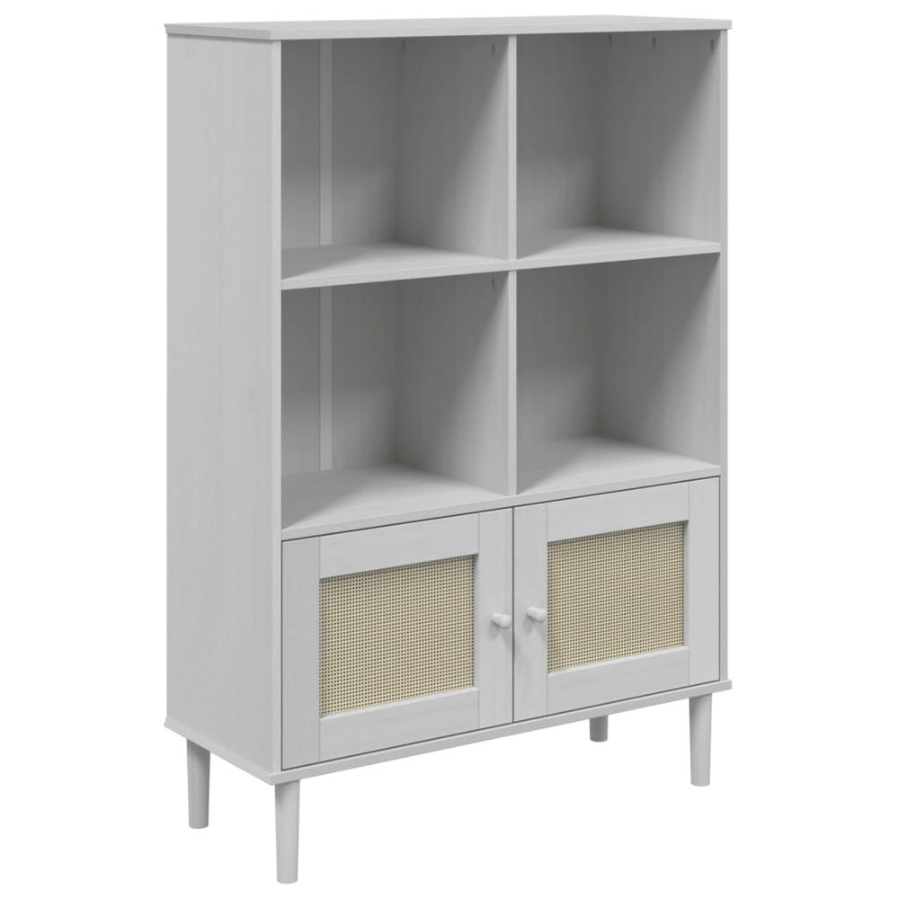 vidaXL Bookcase SENJA Rattan Look White 90x35x130 cm Solid Wood Pine - anydaydirect