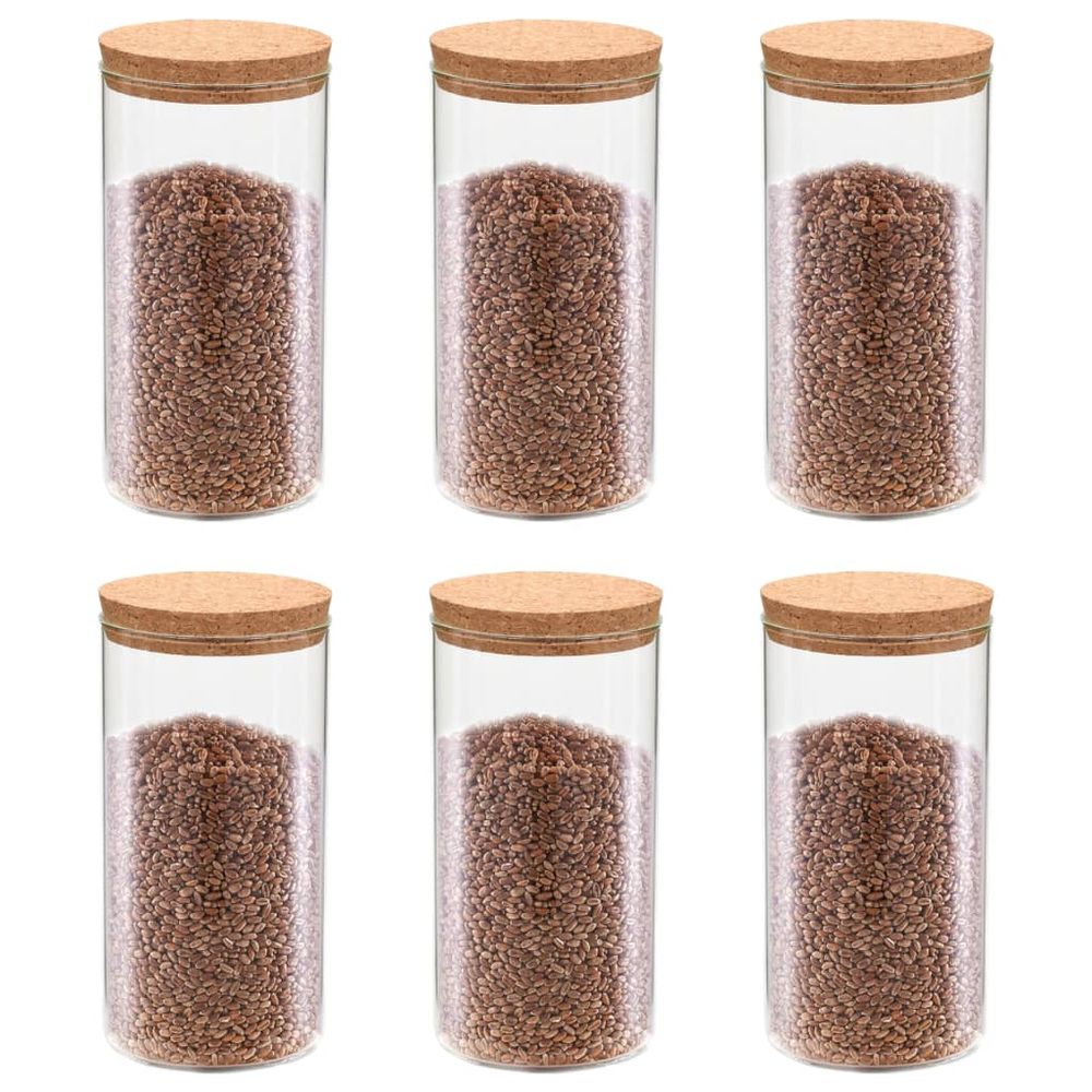 Storage Glass Jars with Cork Lid 6 pcs 1100 ml - anydaydirect