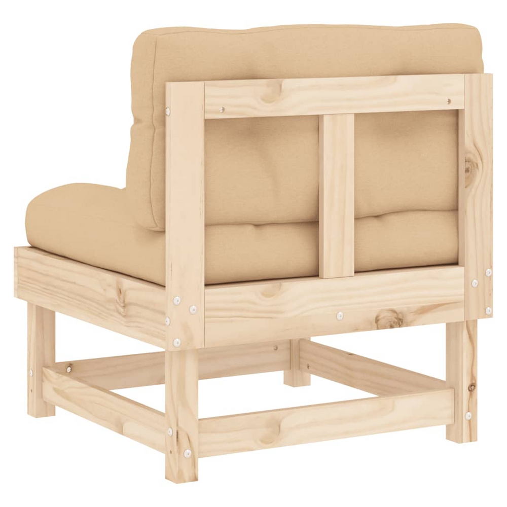 vidaXL Middle Sofa with Cushions Solid Wood Pine - anydaydirect