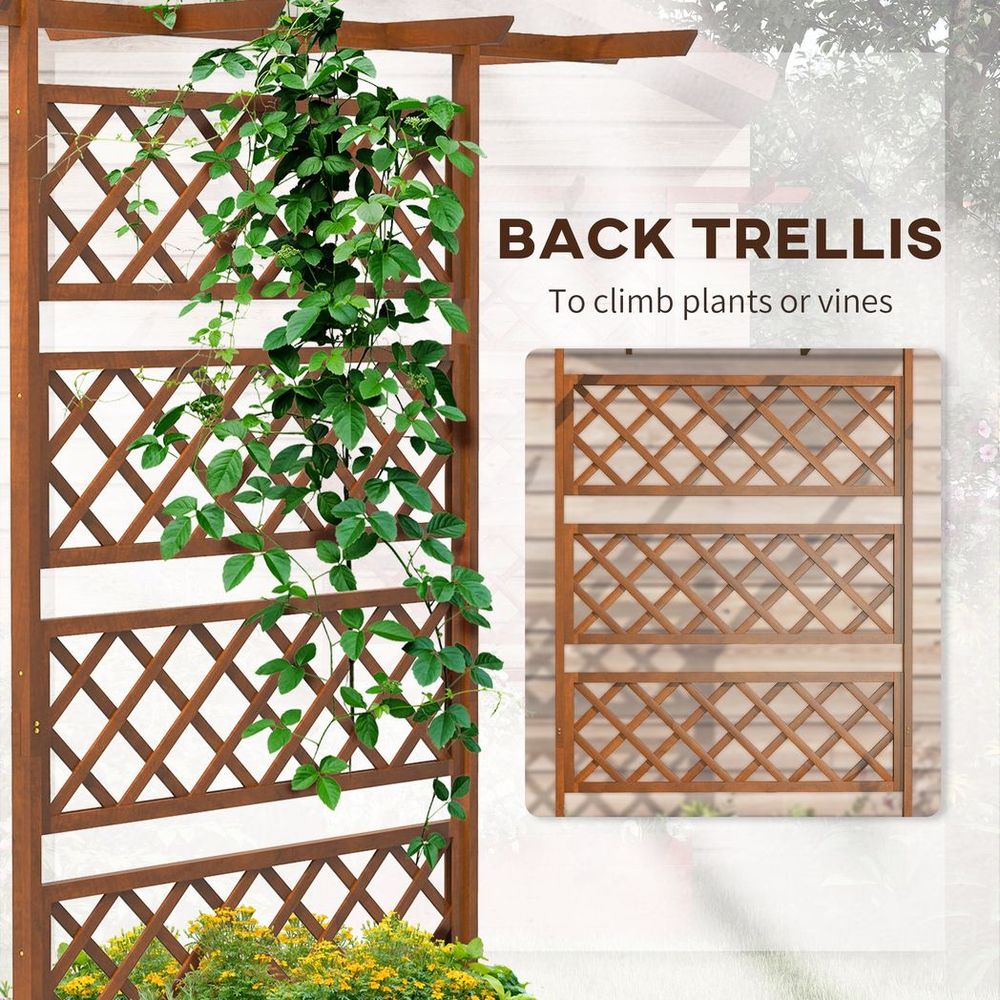 Outsunny Wooden Trellis Planter, Raised Garden Bed for Climbing Plants, Orange - anydaydirect