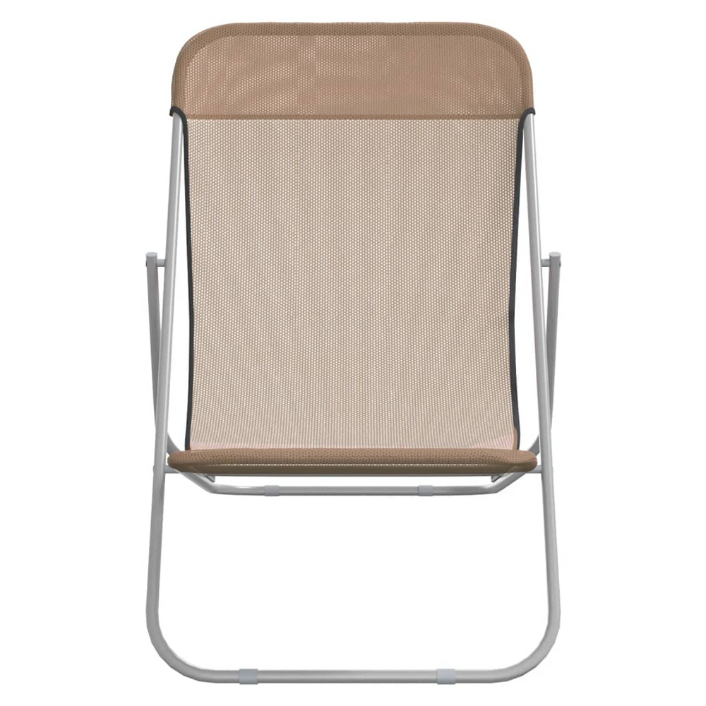 vidaXL Folding Beach Chairs 2 pcs Taupe Textilene&Powder-coated Steel - anydaydirect