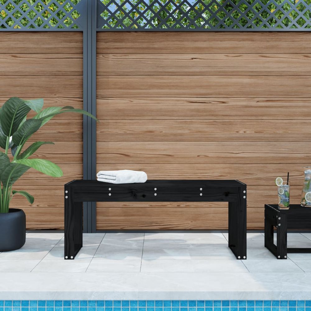 vidaXL Garden Table Black 110x38x45 cm Solid Wood Pine - anydaydirect