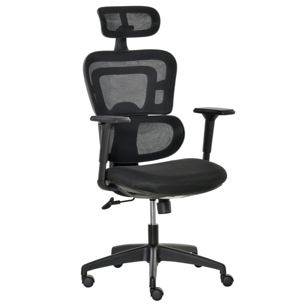 Mesh Office Chair Swivel Desk Chair  Adjustable Height Headrest Black Vinsetto - anydaydirect