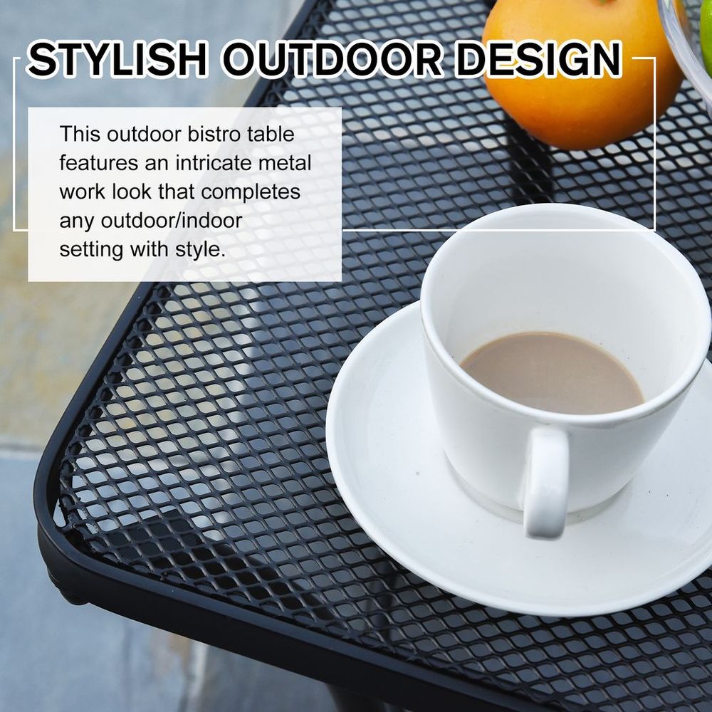 Outsunny 45cm Square Metal Outdoor Patio Bistro Table Coffee Desk Black - anydaydirect