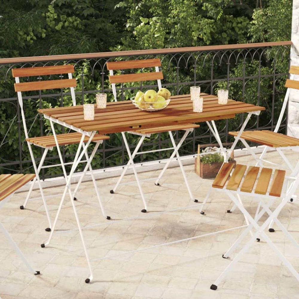 Folding Bistro Table 100x54x71 cm Solid Wood Acacia and Steel - anydaydirect
