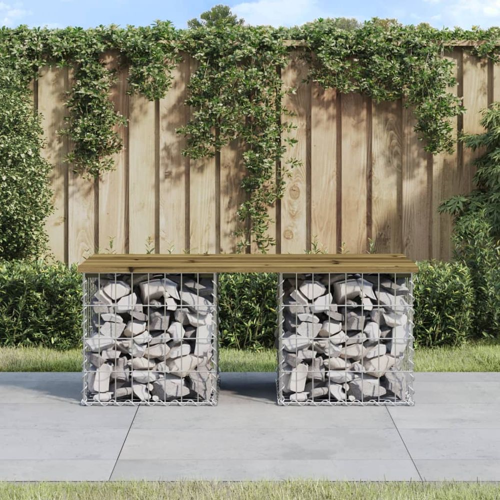 vidaXL Garden Bench Gabion Design 103x44x42 cm Impregnated Wood Pine - anydaydirect