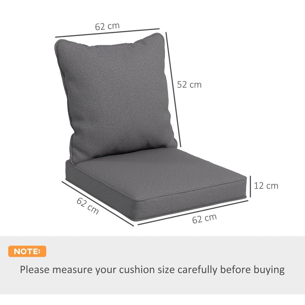 Outsunny One-piece Outdoor Back and Seat Cushion for Garden, Charcoal Grey - anydaydirect