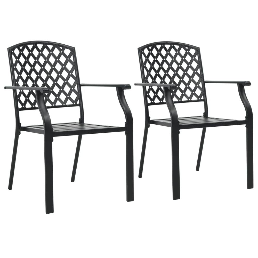 Stackable Outdoor Chairs 2 pcs Steel Black - anydaydirect