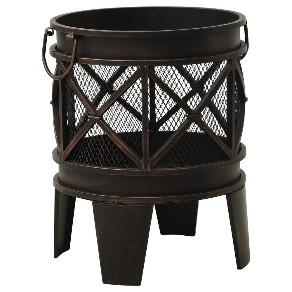 Rustic Fire Pit with Poker Φ42x54 cm Steel - anydaydirect