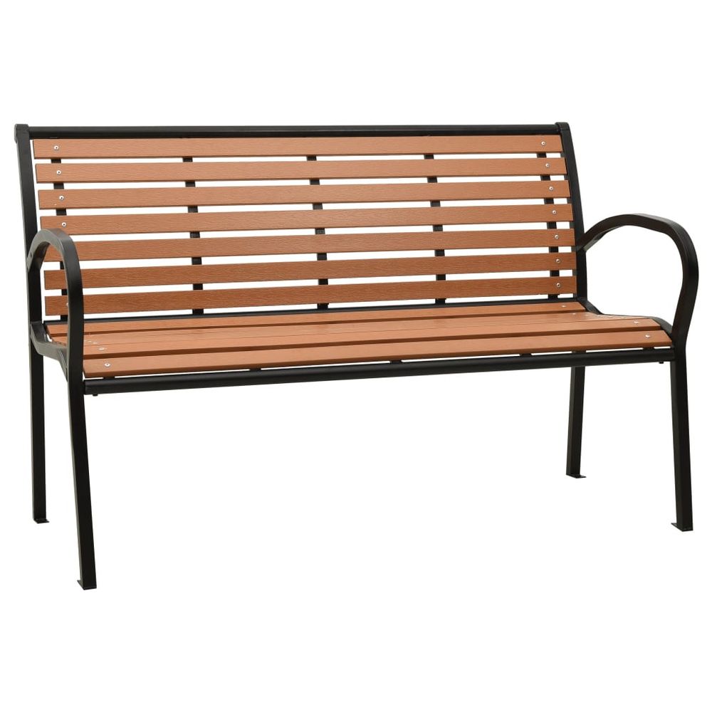 Garden Bench Black and Brown 116 cm Steel and WPC - anydaydirect