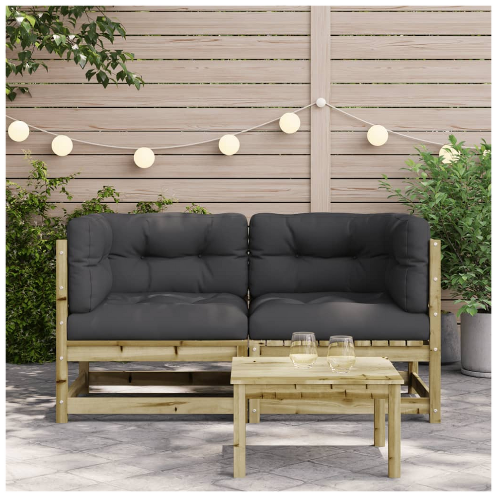 vidaXL Garden Sofas Corner with Cushions 2 pcs Impregnated Wood Pine - anydaydirect