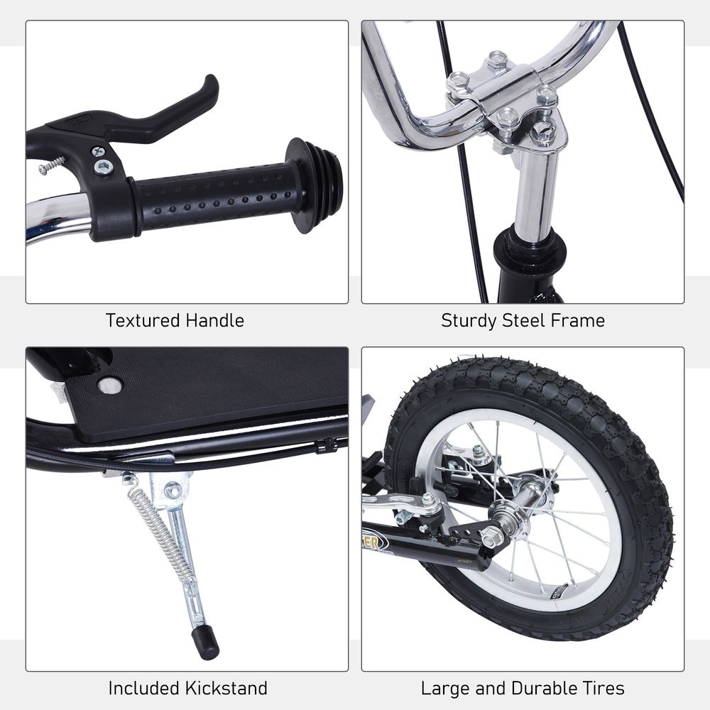 HOMCOM Teen Scooter Adjustable Height Dual Brakes Rubber Wheels Kickstand, - anydaydirect