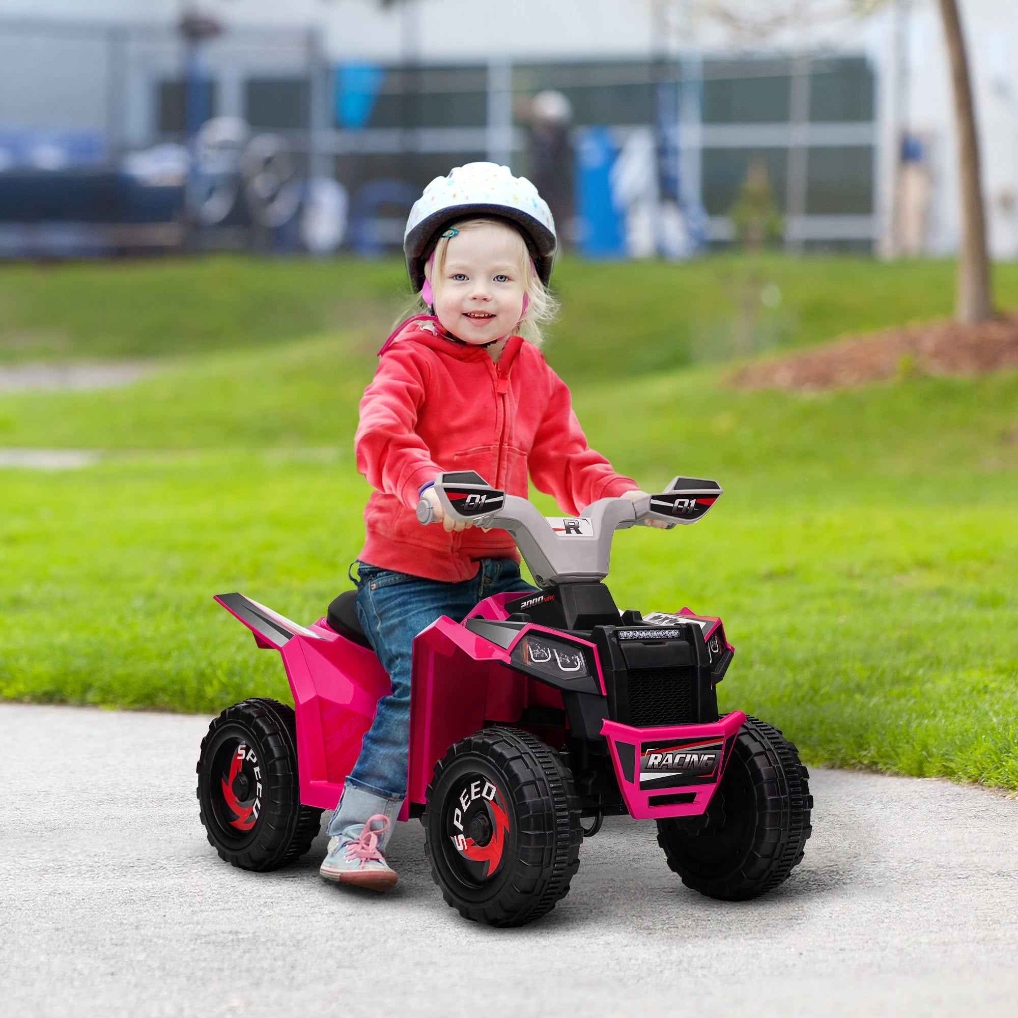 HOMCOM 6V Electric Quad Bike for Toddlers, Wear-Resistant Wheels, Forward and Backward Function, Pink - anydaydirect