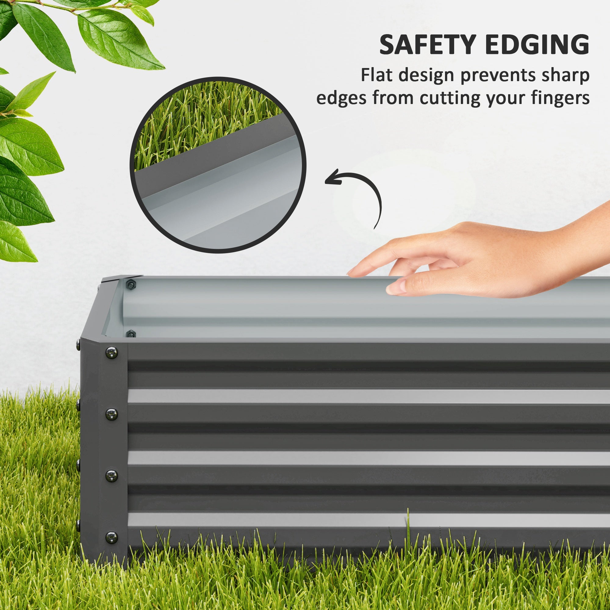 Outsunny Set of Two 110 x 50cm Steel Planter Boxes -  Light Grey - anydaydirect