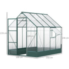 Outsunny Garden Walk-in Aluminium Greenhouse Polycarbonate with Plant Bed, Temperature Controlled Window, Foundation, 6 x 8ft - anydaydirect