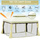 Outsunny 4 x 3 m Aluminum Garden Gazebo, Double Roof Outdoor Gazebo Canopy Shelter with Netting & Curtains for Garden, Lawn, Backyard and Deck, Cream - anydaydirect