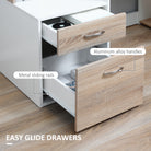 HOMCOM Computer Desk with Drawers and Storage Shelves, Reception Desk, Study Workstation for Home Office, 137 x 55 x 92cm, Oak and White - anydaydirect