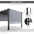 Outsunny 3 x 3(m) Outdoor Pergola, Garden Pergola Gazebo with Adjustable Canopy, Grey - anydaydirect