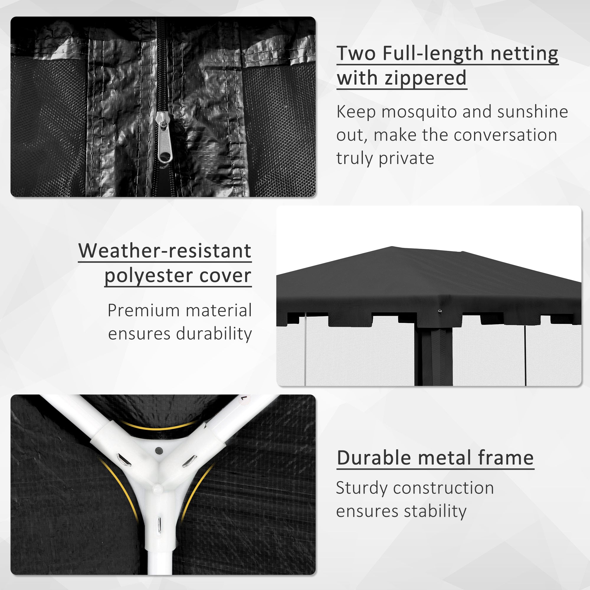 Outsunny 4 x 3 m Party Tent Wedding Gazebo Outdoor Waterproof PE Canopy Shade with Panel Grey - anydaydirect
