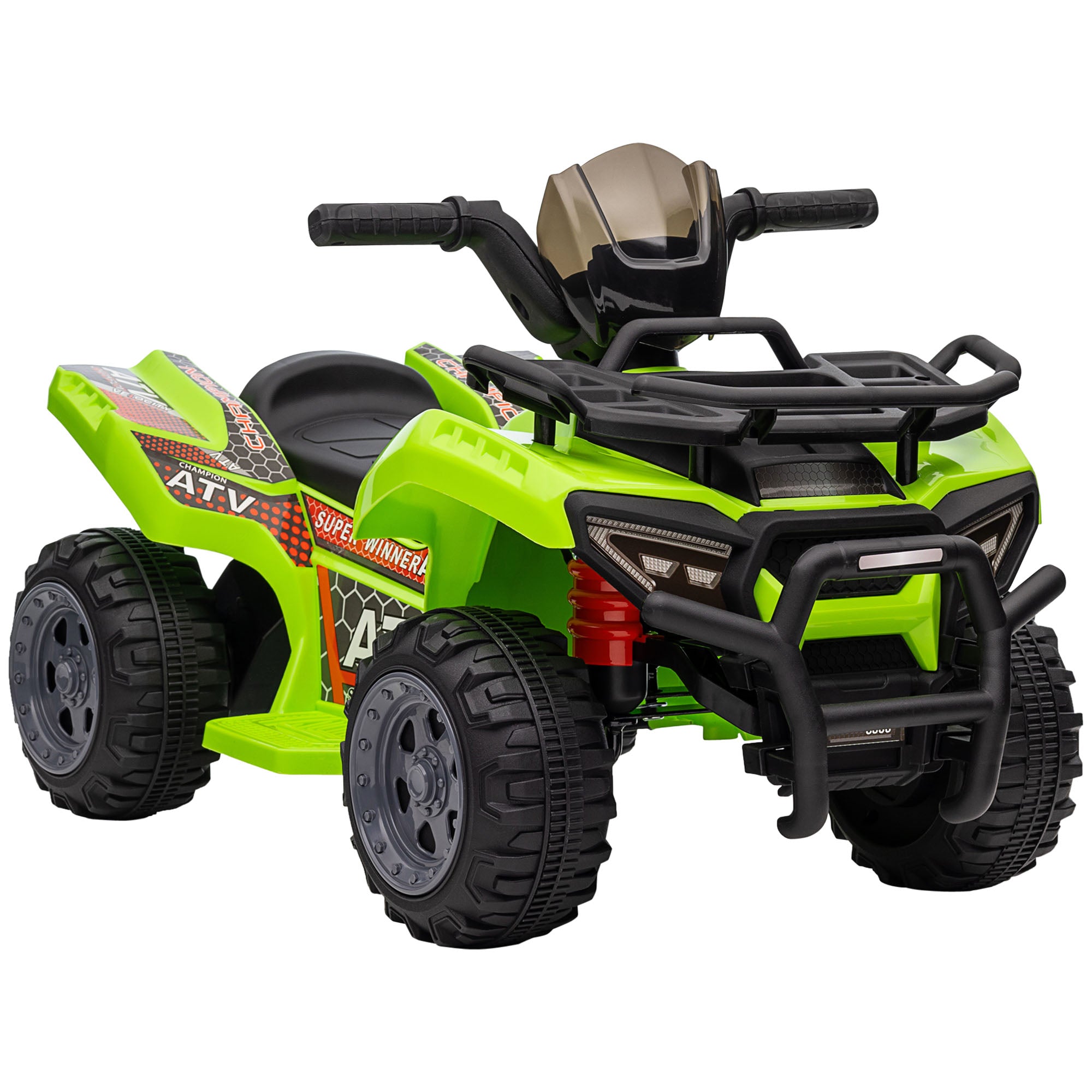 HOMCOM Kids Ride-on Four Wheeler ATV Car with Real Working Headlights, 6V Battery Powered Motorcycle for 18-36 Months, Green - anydaydirect