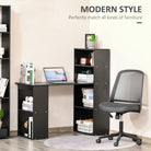 HOMCOM 120cm Modern Computer Desk Bookshelf Study Table Workstation PC Laptop Writing Home Office 6 Shelves, Black - anydaydirect