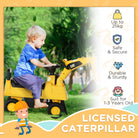 HOMCOM Licensed CAT Kids Ride on Digger Excavator with Manual Bucket, Toddler Pretend Construction Play Toy with Horn Under Seat Storage - anydaydirect