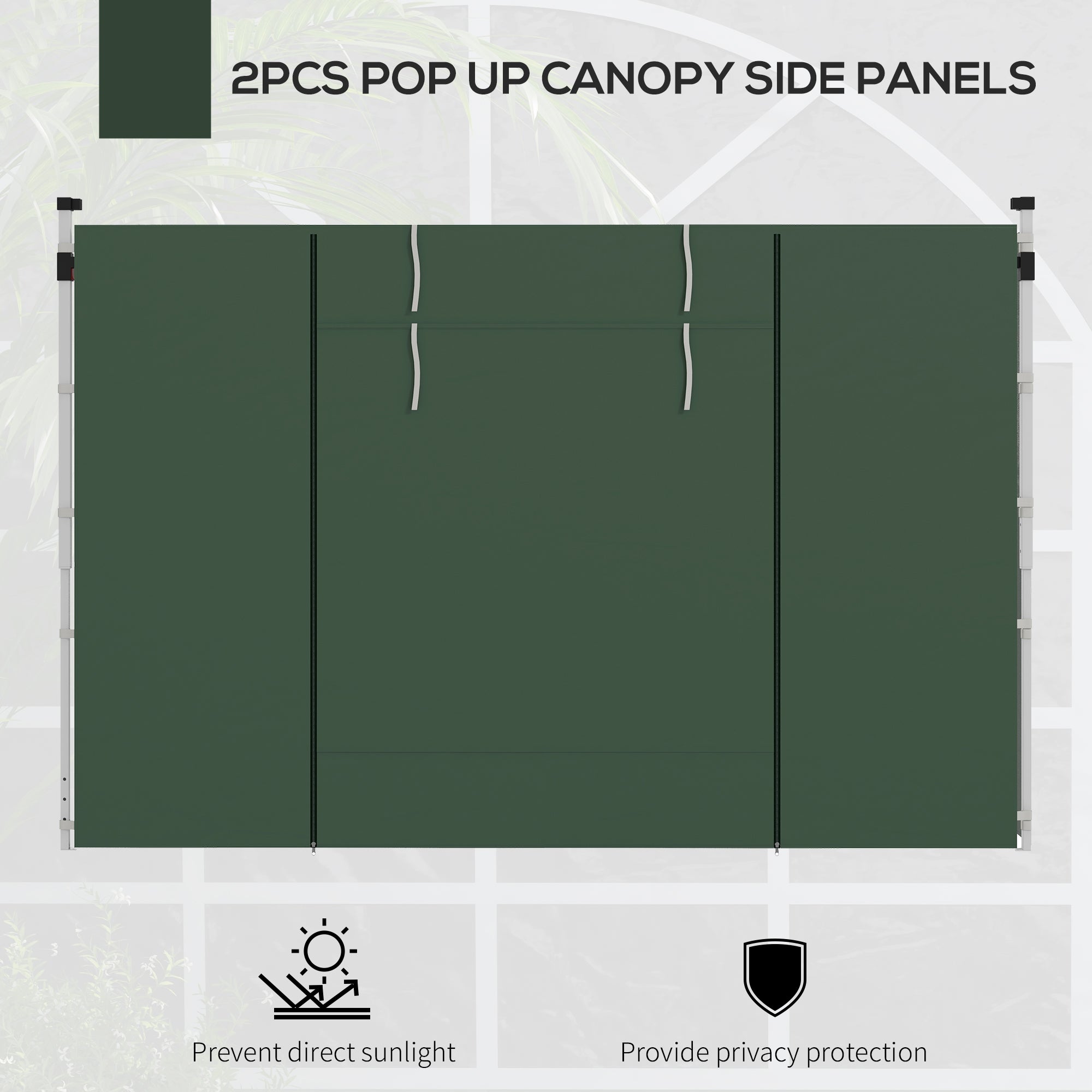 Outsunny Gazebo Side Panels, 2 Pack Sides Replacement, for 3x3(m) or 3x6m Pop Up Gazebo, with Windows and Doors, Green - anydaydirect