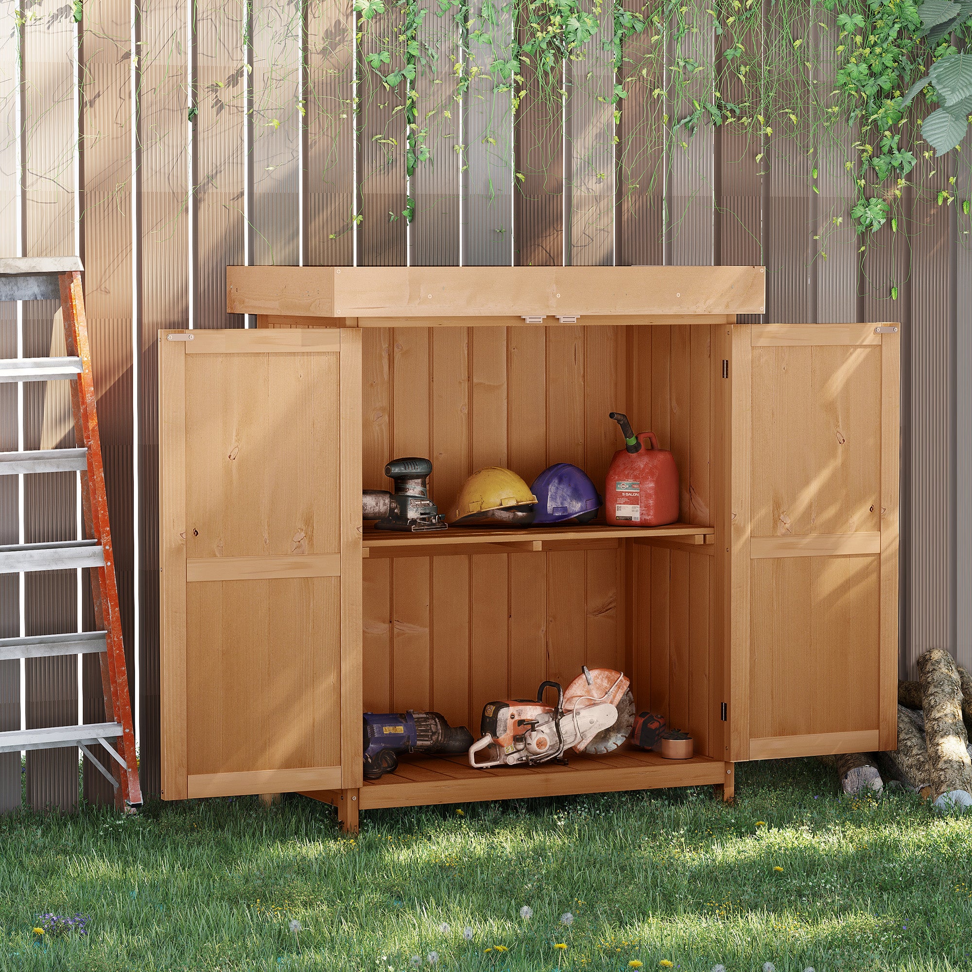 Outsunny Outdoor Garden Storage Shed, Cedarwood-Burlywood Colour - anydaydirect