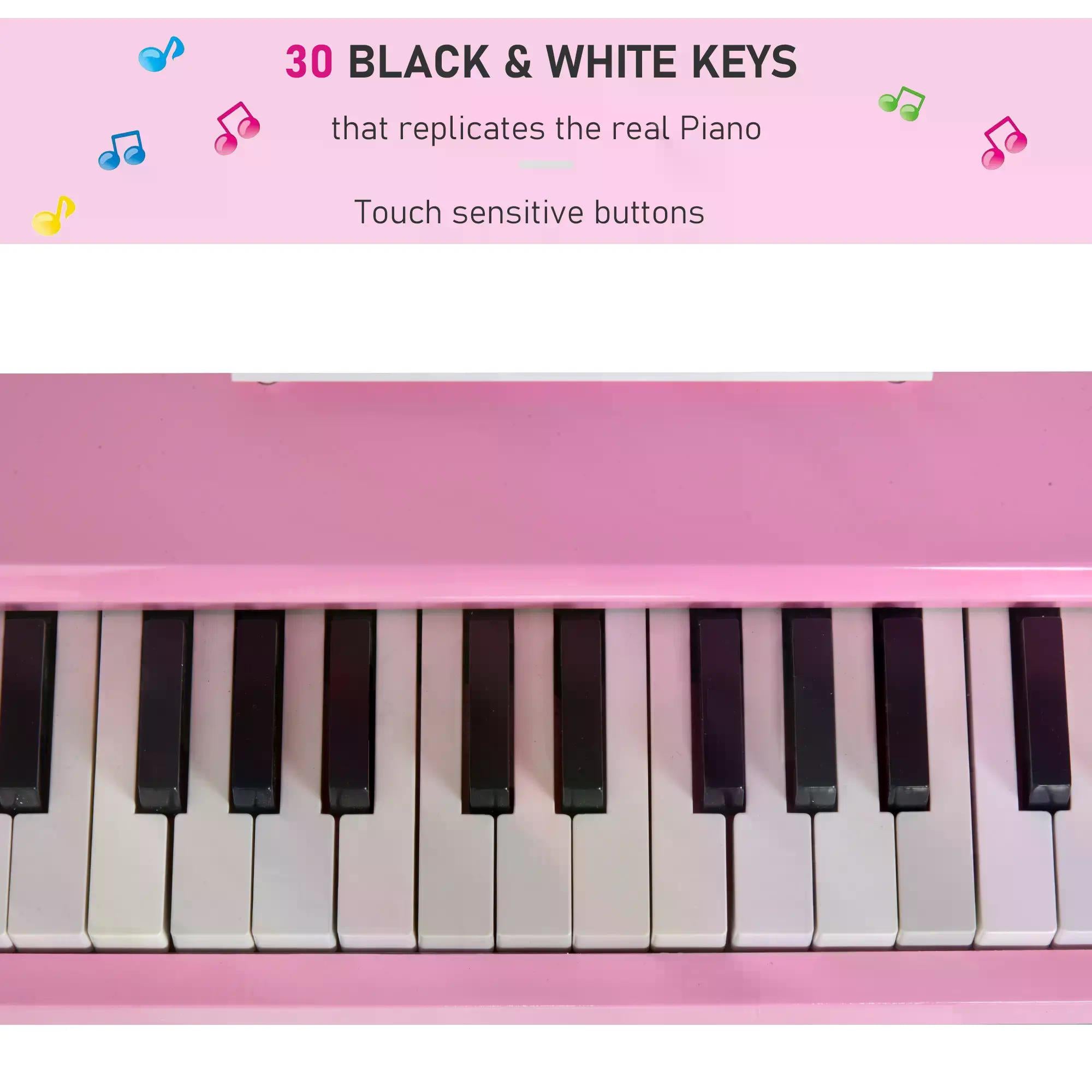 HOMCOM 30 Keys Mini Kids Piano for Child with Music Stand and Bench Best Gifts Toy - anydaydirect