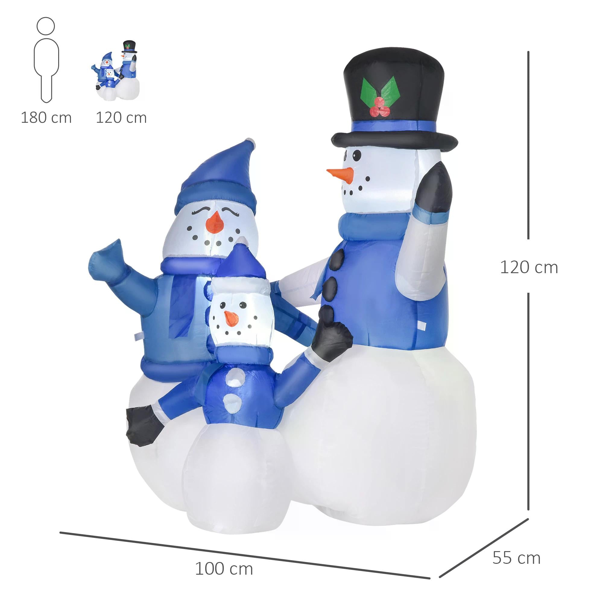HOMCOM Christmas Inflatable Snowman Family Outdoor Home Seasonal Decoration w/ LED Light - anydaydirect