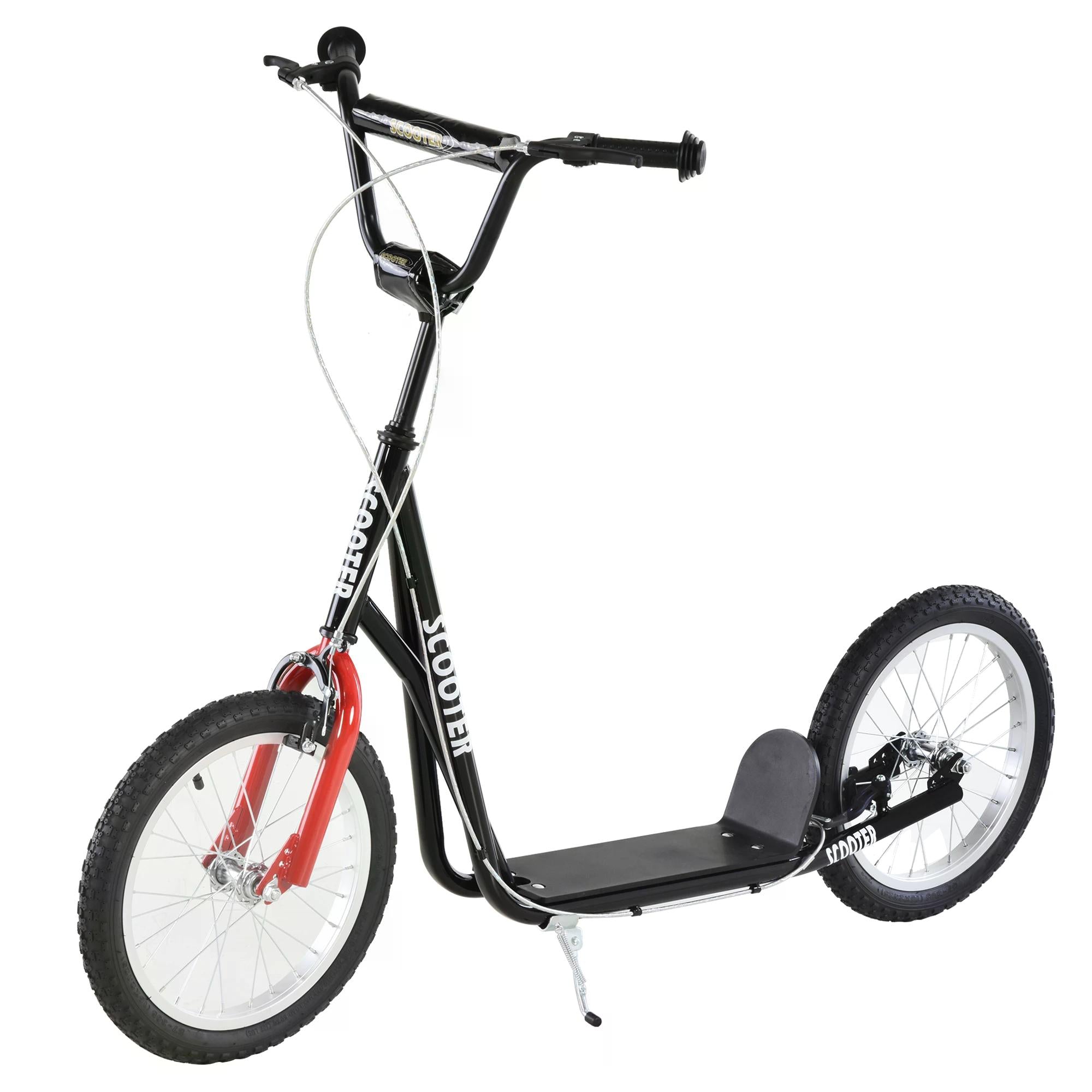 HOMCOM Kids Scooter with Height-Adjustable Handlebar, Non-Slip Deck, and Dual Brakes, for Children 5+ Years, Black - anydaydirect