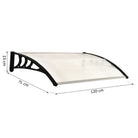 Outsunny Curved Window Door Canopy Aluminium Rigid Plastic Polycarbonate Fixed Outdoor Awning Modern Design UV Water Rain Resist 120 x 75cm White - anydaydirect