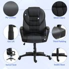 HOMCOM Faux Leather Office Chair - Black - anydaydirect