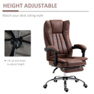 Vinsetto Home Office Chair Microfibre Desk Chair with Reclining Function Armrests Swivel Wheels Footrest Brown - anydaydirect