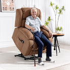 HOMCOM Power Lift Recliner Chair with Massage, Overstuffed Lift Chair for Elderly with Footrest, Remote and Side Pocket, Brown - anydaydirect