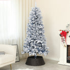 HOMCOM 6ft Flocked Artificial Christmas Tree with 700 Snow Frosted Tips, Metal Stand, Snowy Hinged Xmas Tree, Blue - anydaydirect