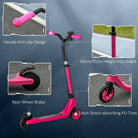 HOMCOM Electric Scooter, 120W Motor E-Scooter w/ Battery Level Display, 2 Adjustable Heights, and Rear Brake, Suitable for 6+ Years Old, Pink - anydaydirect