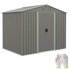 Outsunny 8 x 6ft Outdoor Garden Storage Shed, Metal Tool House with Ventilation and Sliding Doors, Light Grey - anydaydirect