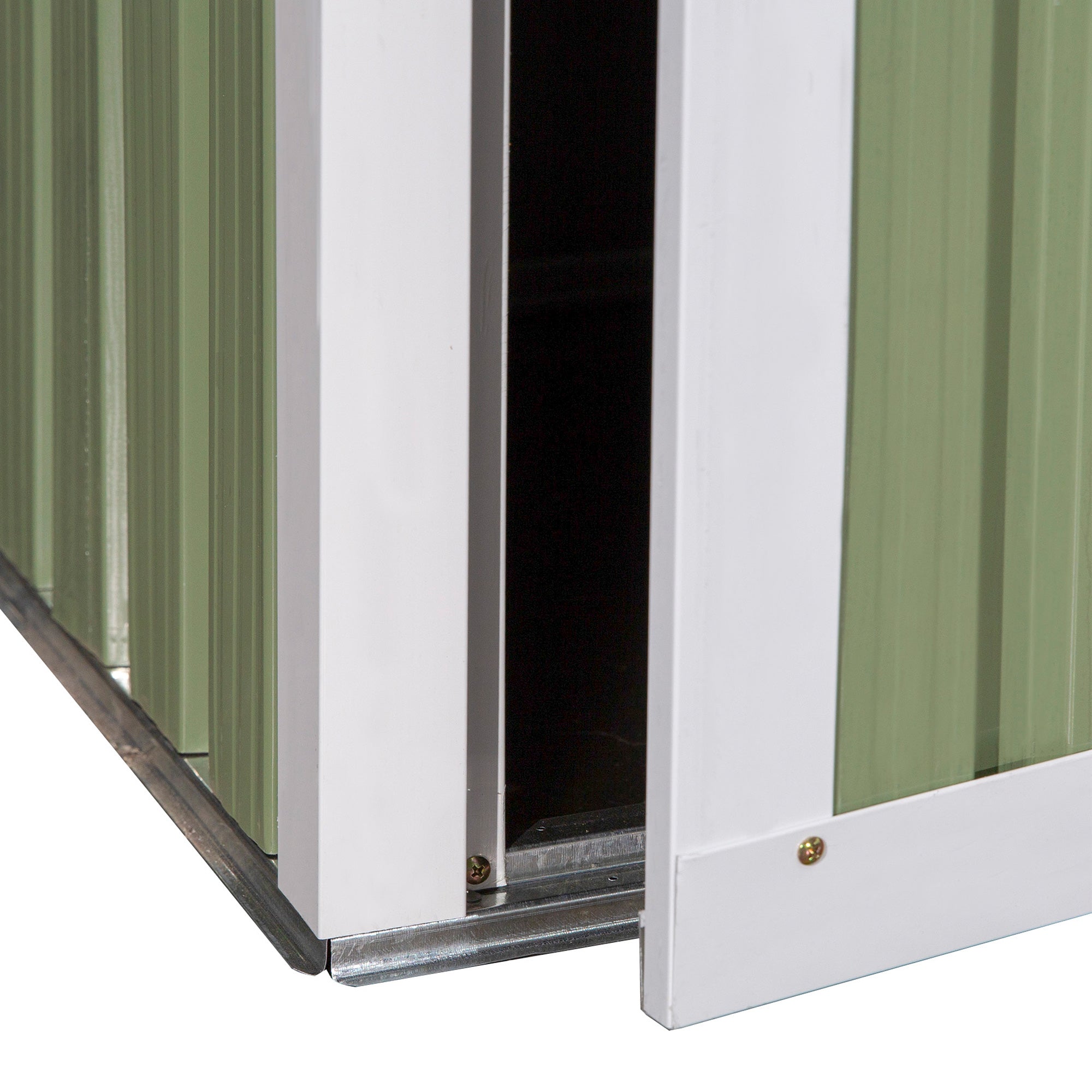 Outsunny Garden Storage Shed, Outdoor Tool Shed with Sloped Roof, Lockable Door for Equipment, Bikes, Light Green, 142 x 84 x 189cm - anydaydirect