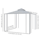 Outsunny 3(M)x3(M) Garden Gazebo Double Top Outdoor Canopy Patio Event Party Wedding Tent Backyard Sun Shade with Netting - Grey - anydaydirect