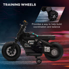 HOMCOM Kids Electric Motorbike with Siren, Horn, Headlights, Music, Training Wheels, for Ages 3-5 Years - Black - anydaydirect