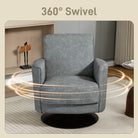 HOMCOM Upholstered Swivel Accent Chair with Thick Padding, Grey - anydaydirect