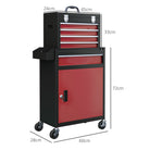 HOMCOM Two-Part Tool Storage Chest on Wheels - Black/Red - anydaydirect