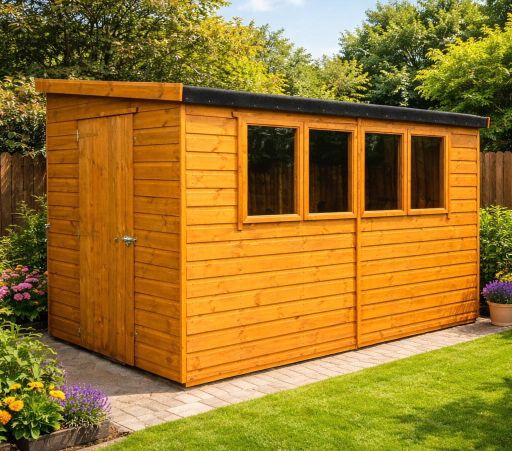 High-quality 45mm x 45mm Redwood framing of Malton Pent Wooden Garden Shed