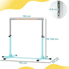 HOMCOM Height Adjustable Gymnastics Horizontal Bar for Kids, Children Junior Kip High Bar Fitness, Light Blue - anydaydirect