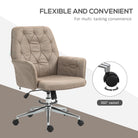Vinsetto Microfibre Computer Chair with Armrest, Modern Swivel Chair with Adjustable Height, Khaki - anydaydirect