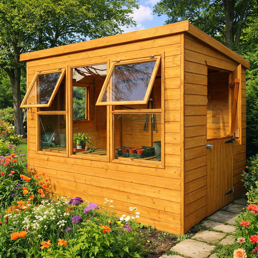 Cherry Tree Wooden Garden Potting Shed with stable door and opening window for optimal ventilation