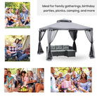 Outsunny 3 x 3 m Metal Gazebo, Garden Pavillion, Double Roof Outdoor Canopy Shelter with Mesh Sidewalls, Grey - anydaydirect